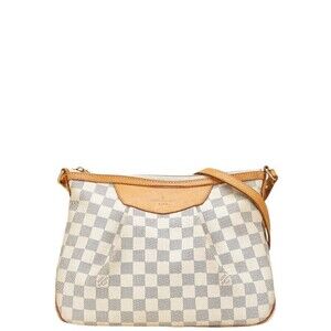 Louis Vuitton Damier Azur White Syracuse Crossbody Shoulder Bag Leather